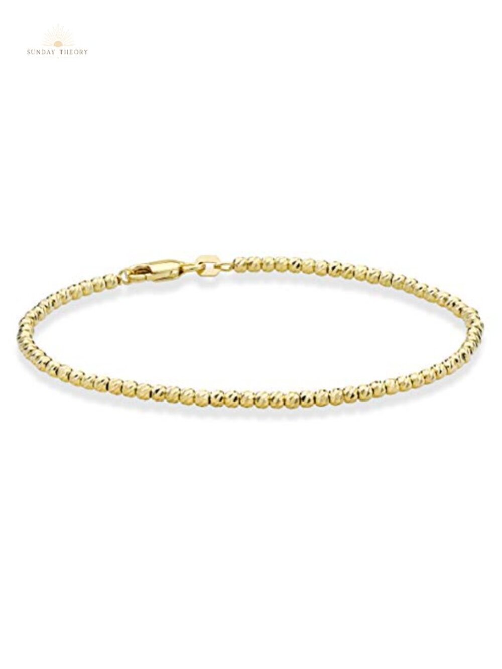 Sterling Silver Bead Chain Bracelet Women's Dainty Italian 18K Gold Plated